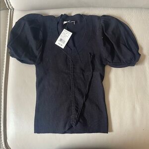 Black Puff Sleeve Sweater Top